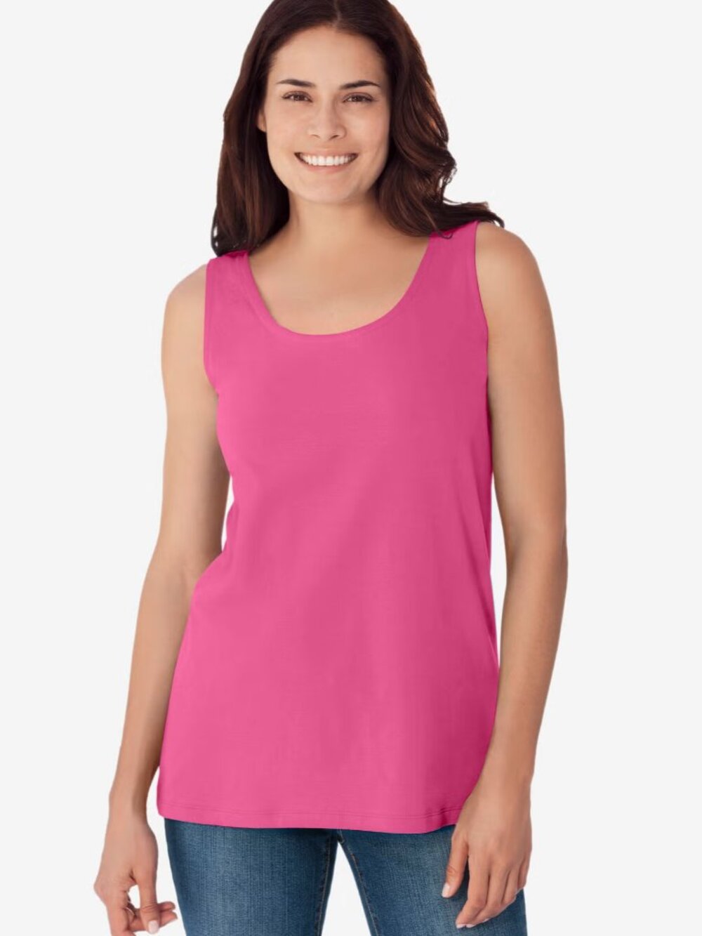 Woman Within Ribbed Scoop Tank Top Stretchy Pink size 3X 30/32